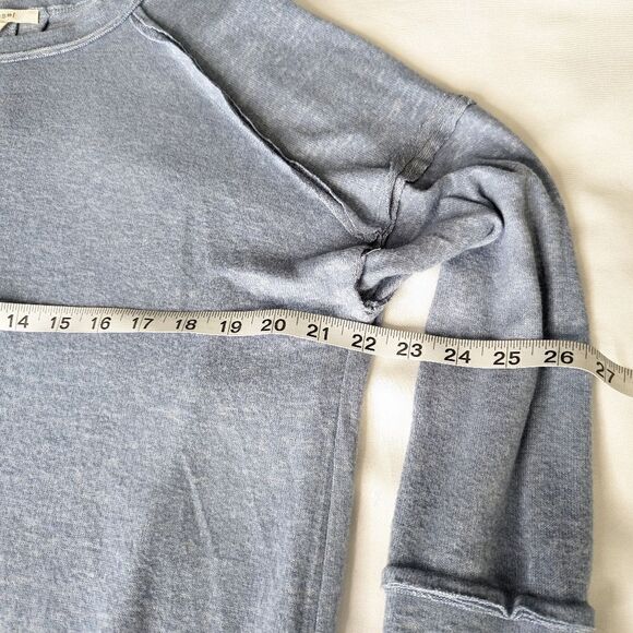 Easel Oversized Washed Cotton Blue Long Sleeve Tunic Top - Picture 7 of 8